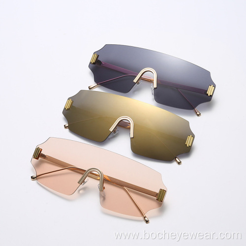 New European and American fashion metal frameless Sunglasses men's and women's fashion cross-border conjoined Sunglasses street